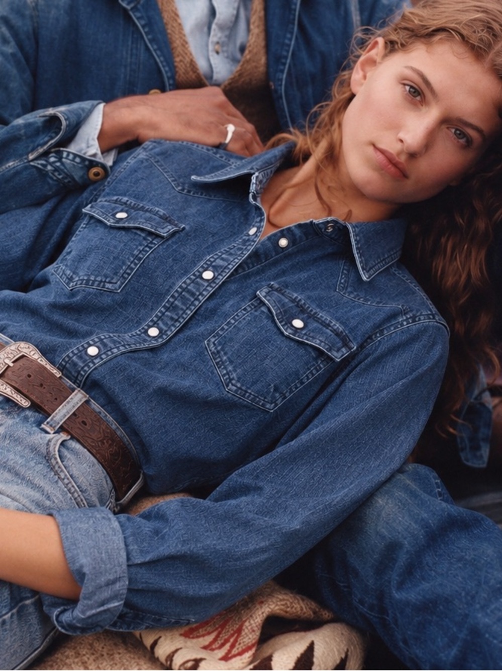Duluth Trading Co Heavy Denim Western Snap Shirt Pearl Snaps Workwear, S
